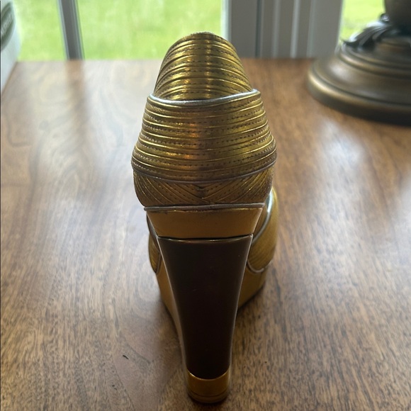 Yves Saint Laurent Gold Platform Wedge Heels - Picture 6 of 12